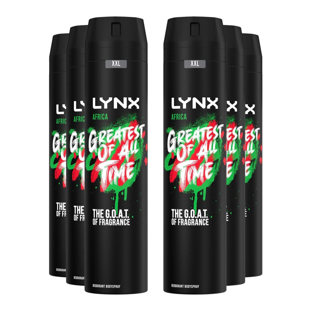 Lynx XXL 48H Fresh Deodorant Body Spray, Africa, 6 Pack, 250ml