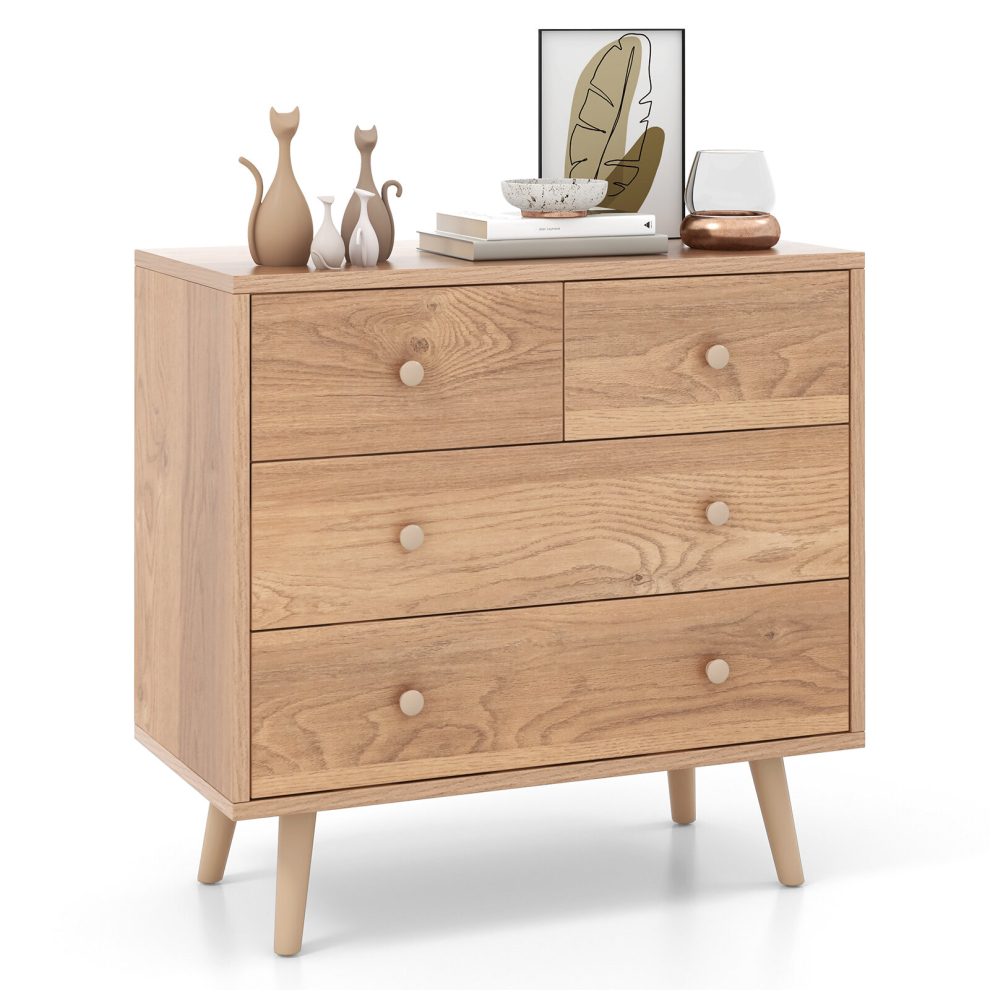 Modern 4-Drawer Chest Dresser Free Standing Hallway Cabinet W/ Legs