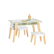 SoBuy KMB92-GR,Children Table and 2 Stools Set, Art Table with Storage