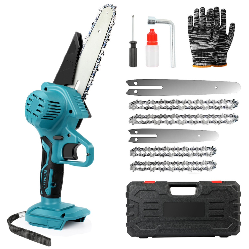 Mini Chainsaw Cordless Handheld Electric Chainsaw  with 4+6 Inch Guide Plate and 2 Inch Chains*2 for Tree Trimming & Wood Cutting