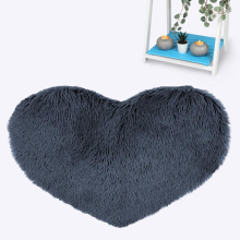 (Black) Love Heart Rugs Soft Fur Bedroom Floor Carpet Cuddles Mats