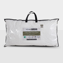 Homescapes Wool Filled King Size Cosy Sleeper Pillow with Cotton Case - Soft/Medium