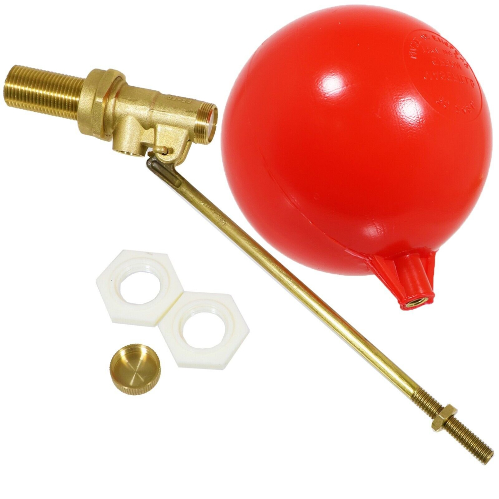 Part 1 Valve 1/2" High Pressure Side Entry Toilet Cistern Ballcock + 6" Ball Float Kit