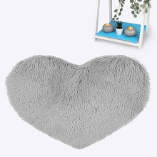 (Silver) Love Heart Rugs Soft Fur Bedroom Floor Carpet Cuddles Mats