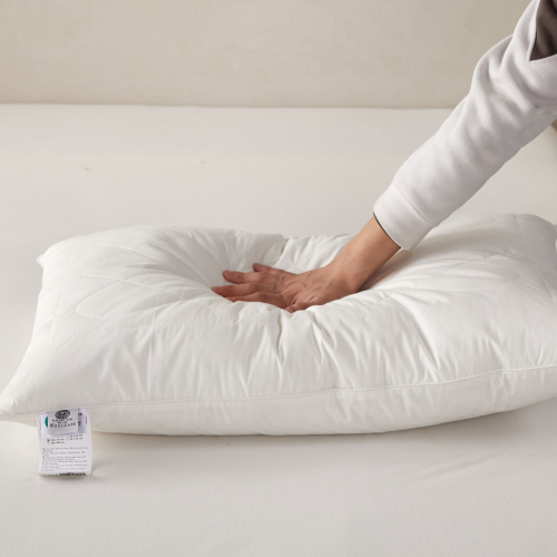 Homescapes Homescapes Wool Filled King Size Cosy Sleeper Pillow with Cotton Case - Soft/Medium 1