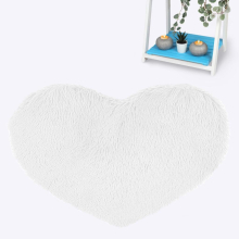 (White) Love Heart Rugs Soft Fur Bedroom Floor Carpet Cuddles Mats