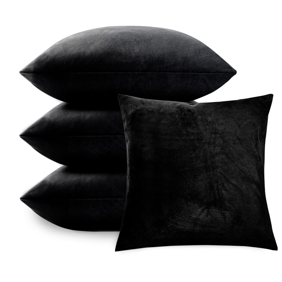 (Black, 2 Cushion Covers) Velvet Cushion Covers  And  Bed Sofa Decor Pillows