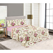 (Pink, Single) Floral Sheet Set Olivia 100% Brushed Cotton Thermal Flannelette Fitted Sheet Set Flat Sheet & Pillowcases Bedding Set