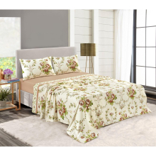 (Natural, Double) Floral Sheet Set Olivia 100% Brushed Cotton Thermal Flannelette Fitted Sheet Set Flat Sheet & Pillowcases Bedding Set