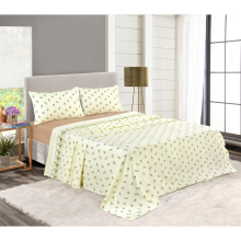(Natural, Single) Rosebud Floral Flannelette Sheet Set 100% Brushed Cotton Thermal Fitted Sheet Flat Sheet & Pillowcases Bedding Set