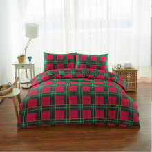 (Red, King) Tartan Duvet Cover Set Thermal Flannelette 100% Brushed Cotton Checked Bedding set