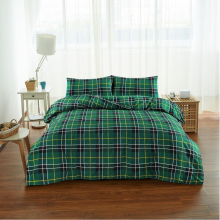 (Green, Double) Tartan Duvet Cover Set Thermal Flannelette 100% Brushed Cotton Checked Bedding set