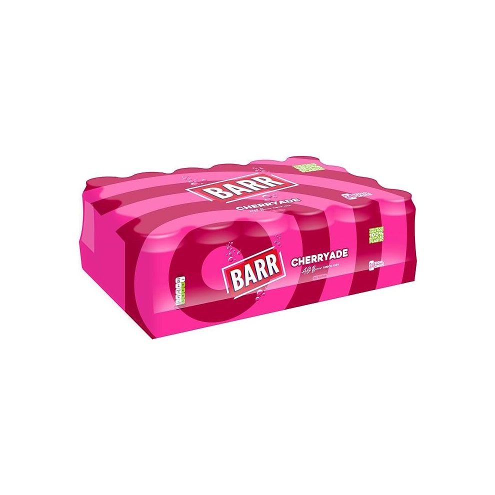 Barr Since 1875, 24 Pack Cherryade, Zero No Sugar Cherry Flavoured Fizzy Drink Cans "Fizzingly Fun" - 24 X 330Ml Cans