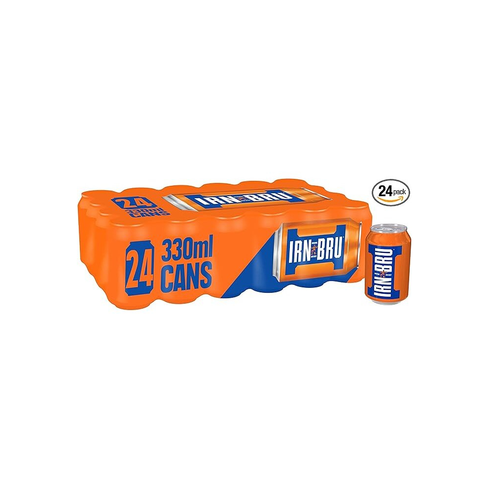 IRN-BRU Regular 24 Pack Iconic Flavoured Fizzy Drinks Multipack Cans 24 x 330ml Cans