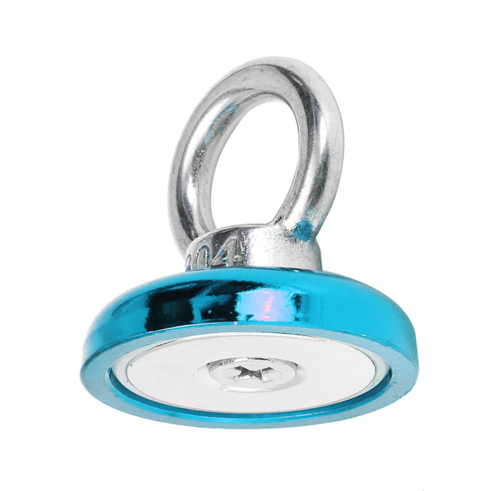 (Blue) 36X30mm 50Kg Neodymium Recovery Magnet Red/Yellow/Blue Eyebolt Hook Magnet Metal Detector 9078193483130