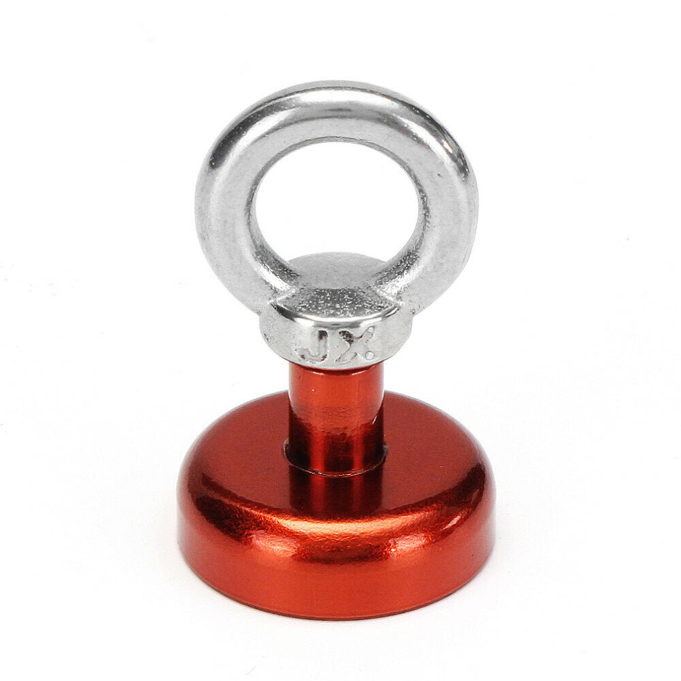 (Red) 25mm 22kg Neodymium Recovery Magnet Metal Detector Circular Eyebolt Magnet Red/Yellow/Blue