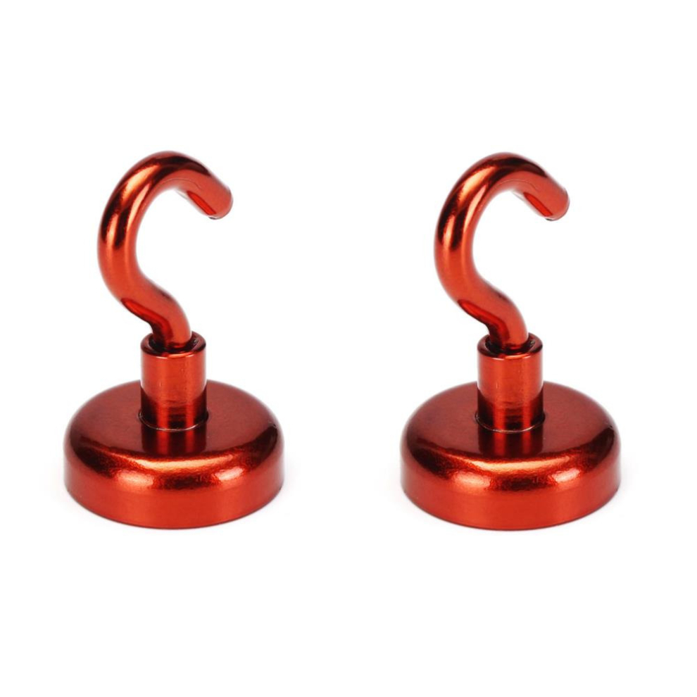 2Pcs 25Mm 22Kg Magnetic Hook Holder Neodymium Magnet Red Hook Magnet 9078193484953