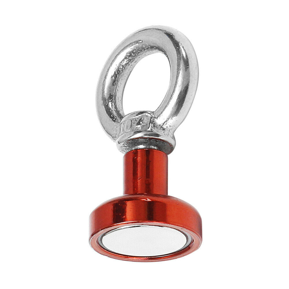 (Red) 16mm 5kg Neodymium Recovery Magnet Metal Detector Circular Eyebolt Magnet Red/Yellow/Blue