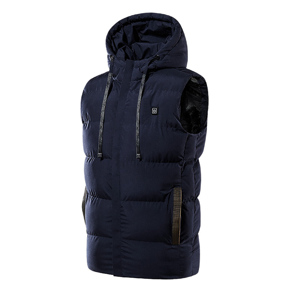 (Dark Blue, M) Unisex Electric Heated Winter Warm Jacket Hooded Coat Clothing USB Heating M-7XL