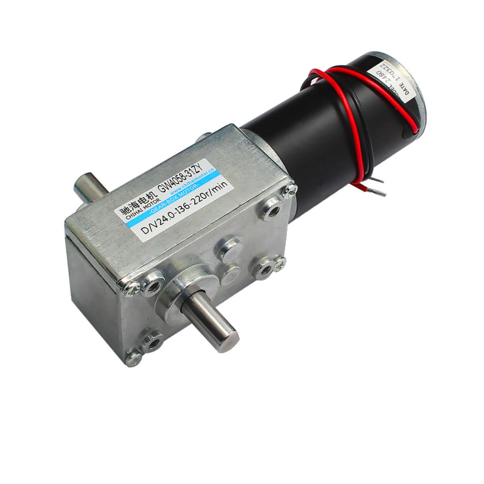 (24V) Double Shaft Dc Motor 12V/24V 110Rpm/220Rpm Reduction Motor Worm Gear Gear Box Motor 9078193536416