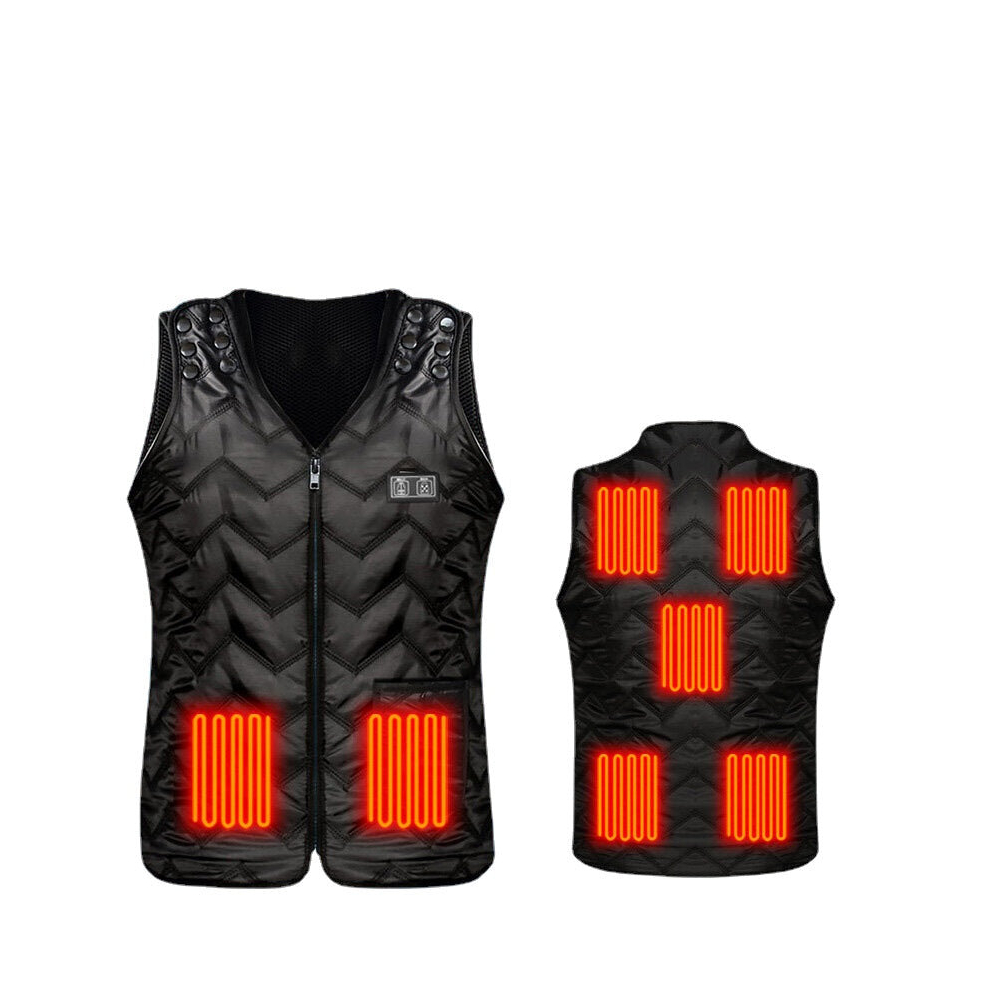 (S, 5 Heating Area) Electric Heating Vest Charging Heating Warm Clothes Temperature Control Smart Electric Heating Vest For Winter