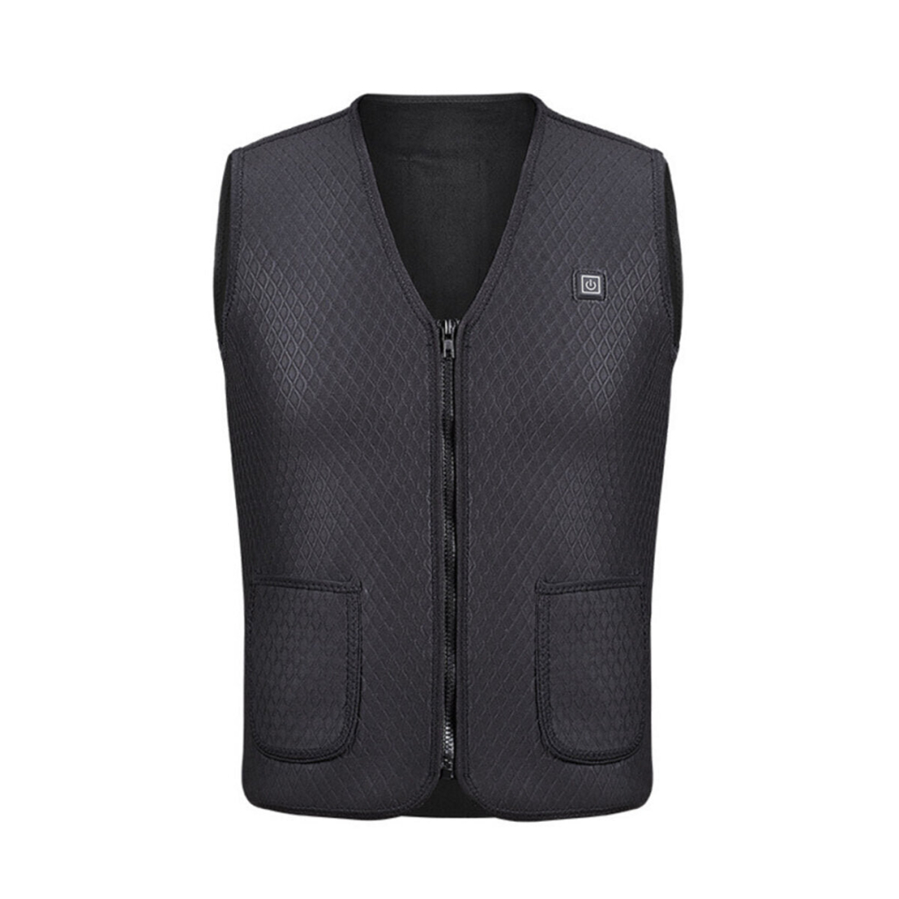 (Black, 2XL) Men Winter Intelligent Waistcoat Electric Heating USB Sleeveless Vest Temperature Control