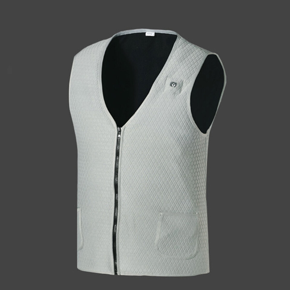 (Gray, 2XL) Men Winter Intelligent Waistcoat Electric Heating USB Sleeveless Vest Temperature Control