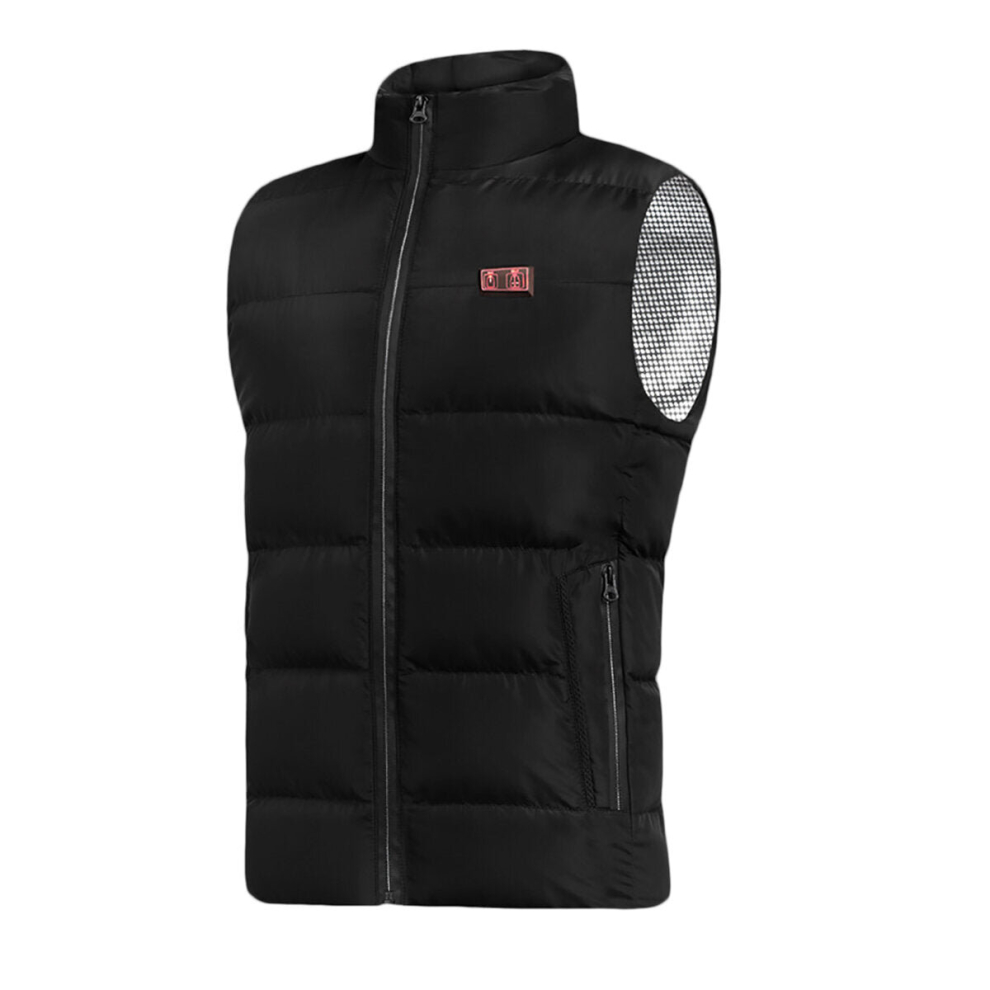 (Black, L) 9-Heating Double-button Control Electric Jacket Man Woman Heated Winter Warm Hooded Coat Vest