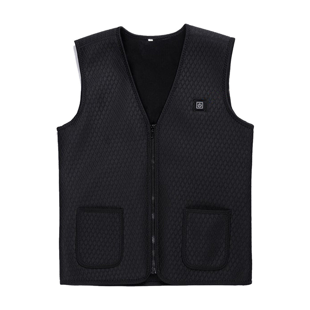 (Black, L) Women Electric Heated Vest Winter Warm Heating Waistcoat USB Sleeveless Thermal Clothing