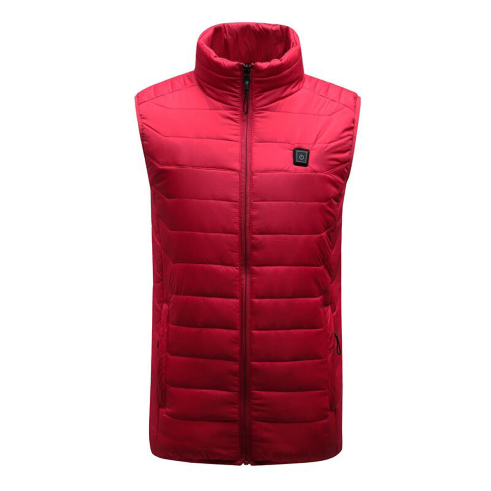 (XXXXL) Red Unisex USB Heating Vest Smart Winter Body Warmer Outdoor Racing Jacket Heater