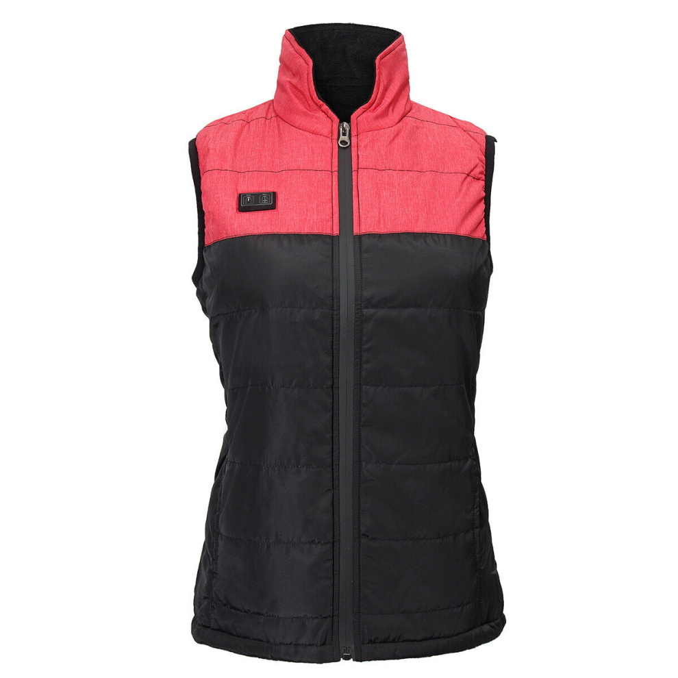 (Black+Pink, S) Dual Control Electric 3 Gear USB Heated Vest Men Women Rapid Heating Back + Abdomen Coat Jacket Clothing Hot
