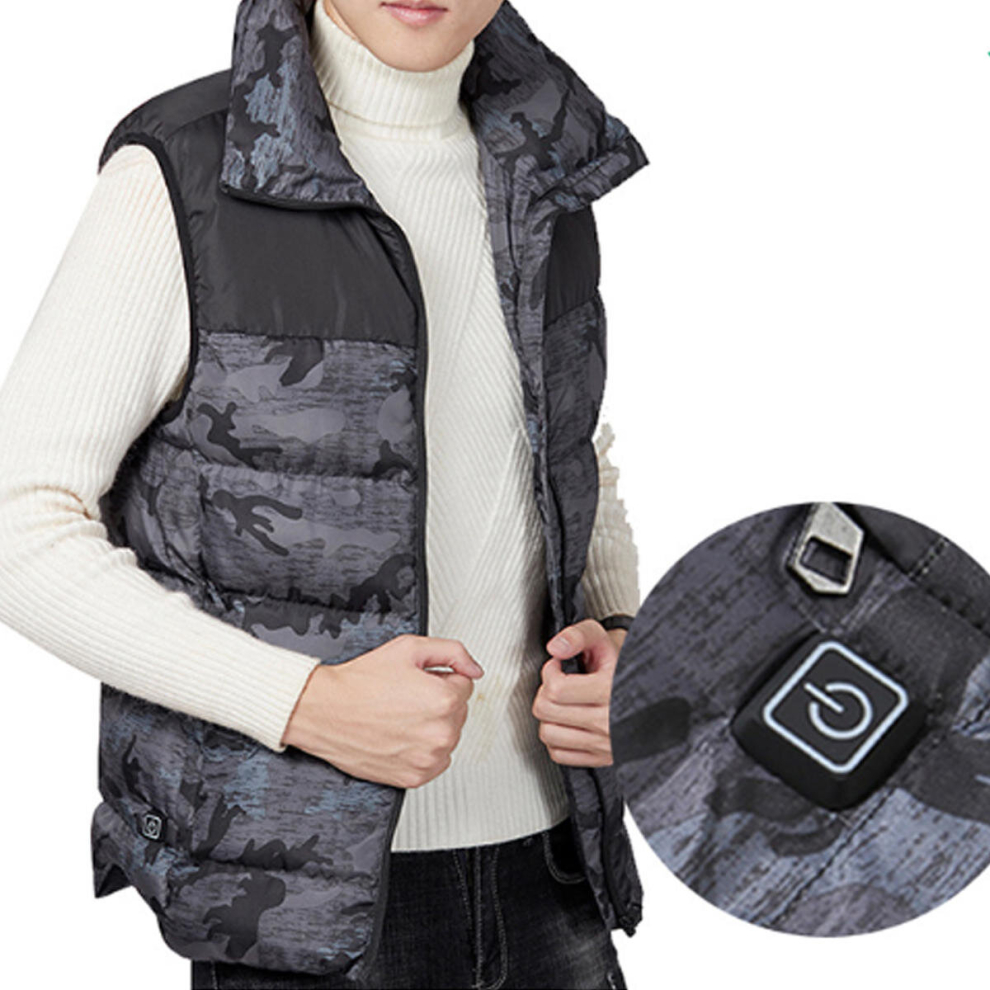 (5XL) Electric Vest Heated Cloth Jacket USB Warm Heating Pad Body Winter Warmer Gray