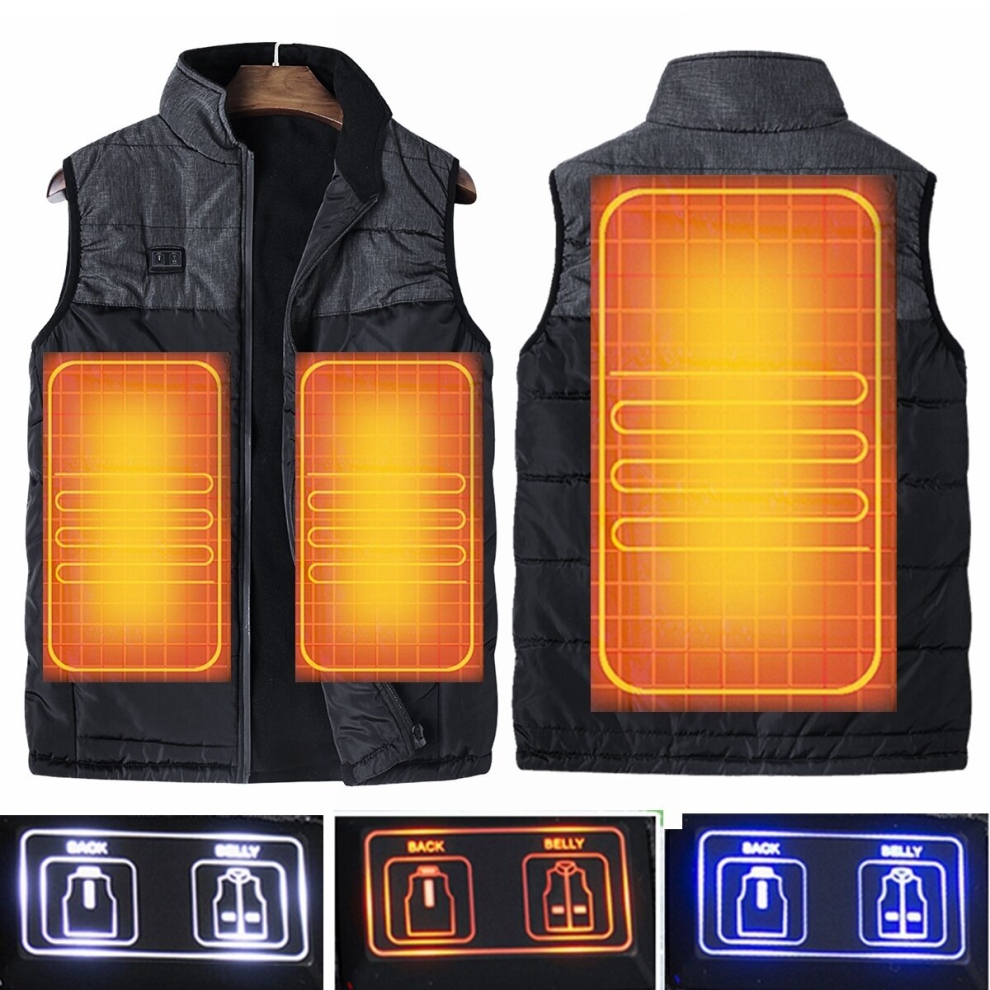 (M) Dual Control Electric Vest Heated Outdoor Jacket USB Warm Up Heating Pad Winter Body Warmer