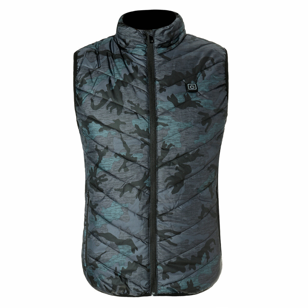 (Camouflage, 3XL) Electric Heated USB Jacket Waistcoat Cloth Thermal Warm Pad Warmer Winter Washable