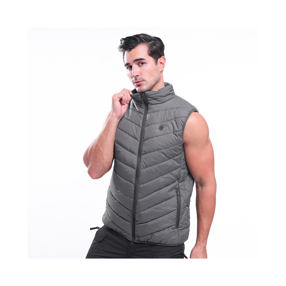 (XXL) Electric Waistcoat Heated Cloth Jacket USB Thermal Warm Heated Coats Pad Body Warmer Gray