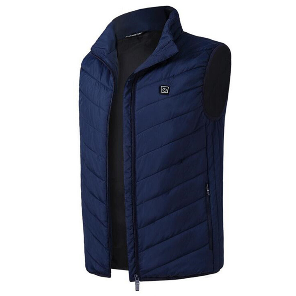 (Blue, 3XL) Electric Heated Vest Waistcoat Cloth Jacket USB Thermal Warm Winter Body Warmer