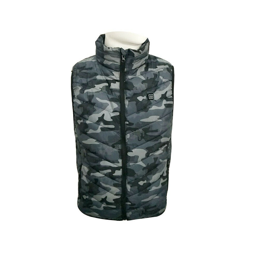 (Camouflage, 4XL) Electric Heated Vest Waistcoat Cloth Jacket USB Thermal Warm Winter Body Warmer