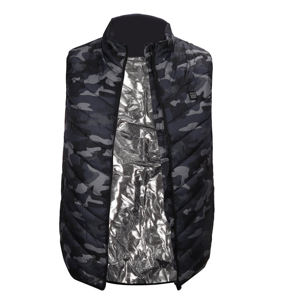 (Camouflages, L) 40-60 Electric Heated Waistcoat 5 Zone Heating Jacket USB Warm Up Cloth Winter Body Warmer