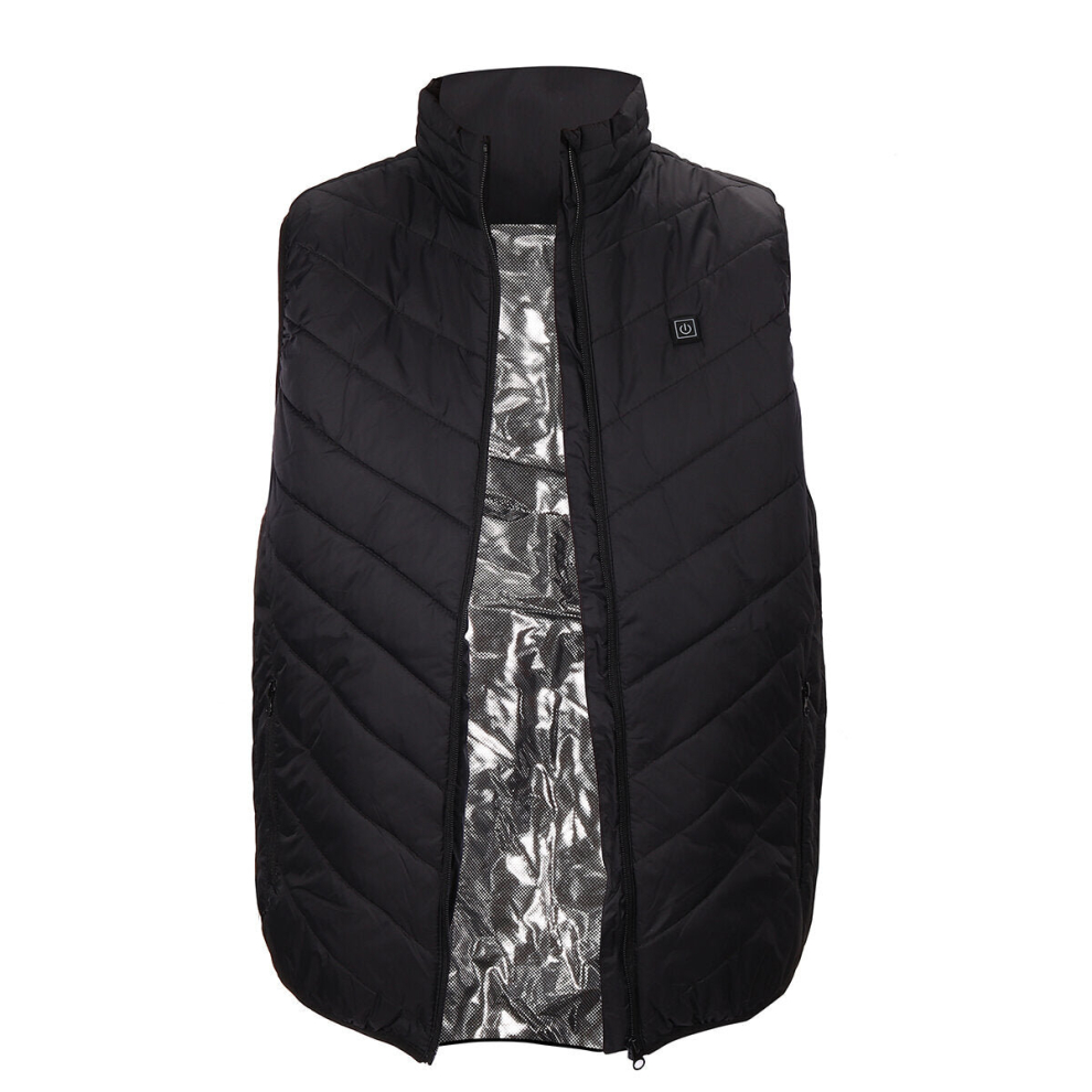 (Black, L) 40-60 Electric Heated Waistcoat 5 Zone Heating Jacket USB Warm Up Cloth Winter Body Warmer