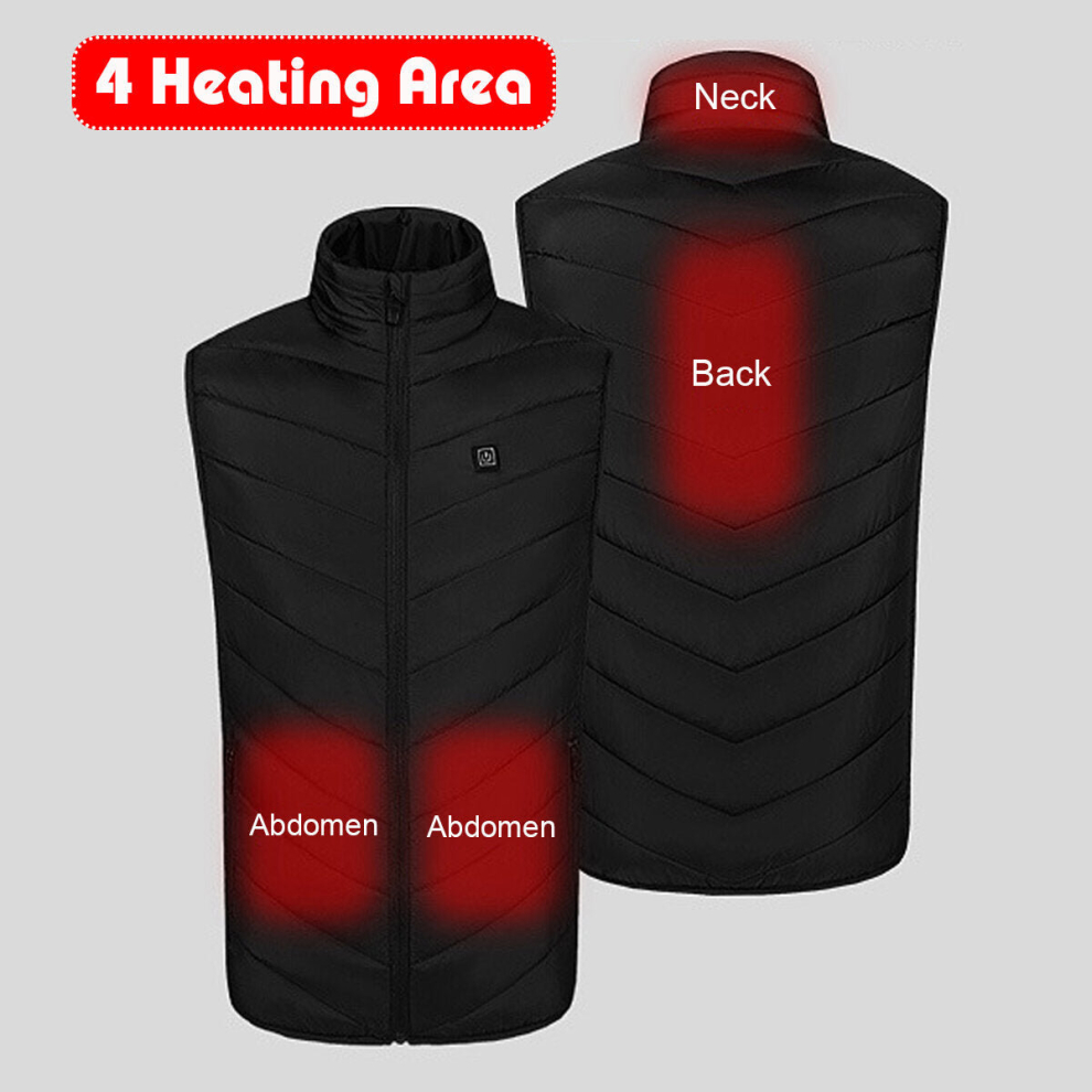 (L, 4 Heaters) Heated Vest Warm Electric USB Charging Men Women Jacket Winter Body Coat Thermal