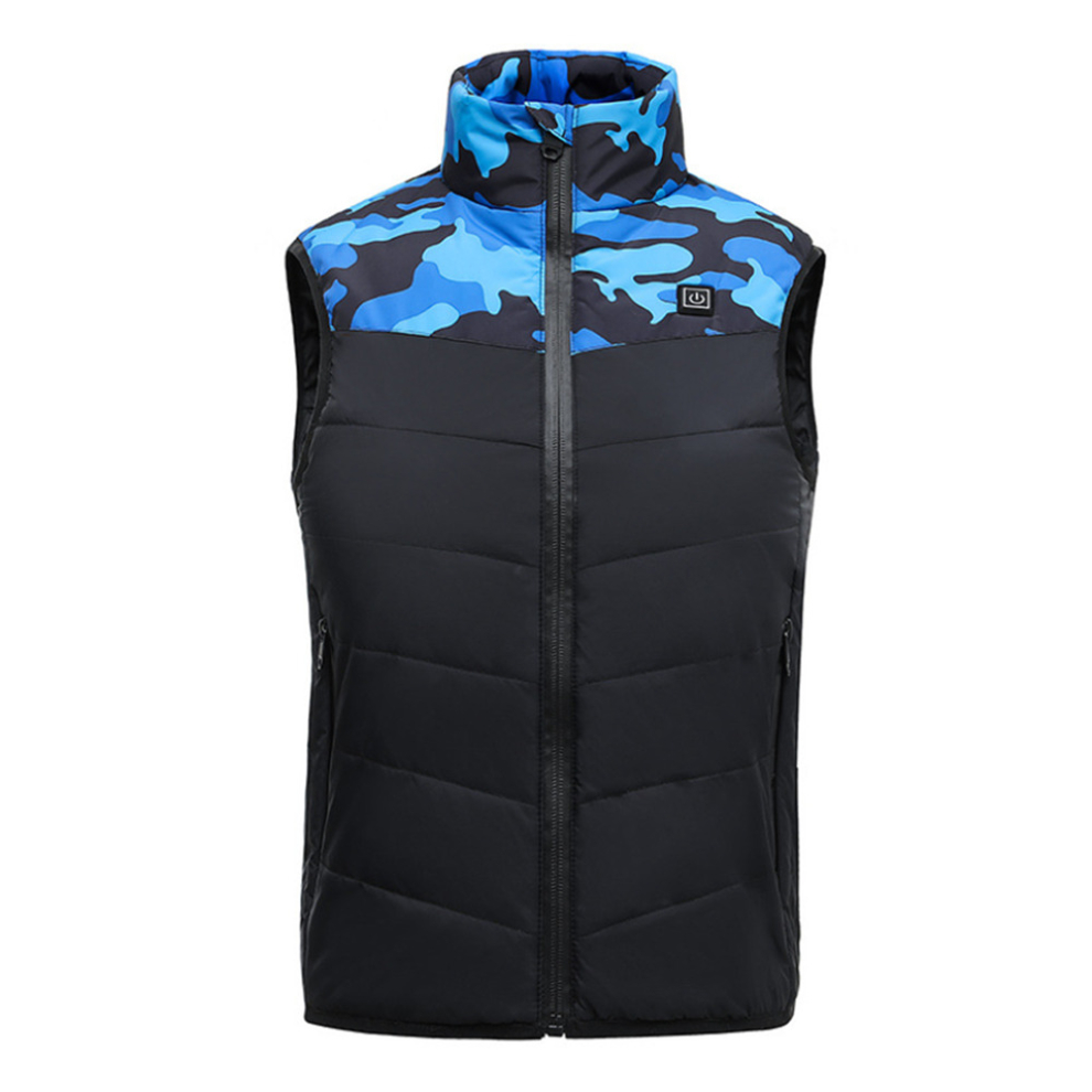 (Blue, 175cm) Kid Electric Heated Vest USB Winter Warmer Jacket Outdoor Intelligent Clothing Sleeveless Cotton Coats