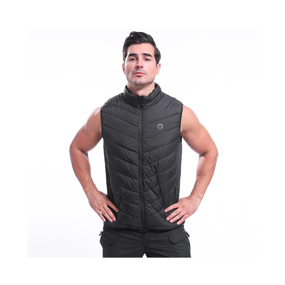 (XL) Electric Battery Heating USB Warm Up Vest Heated Winter Jacket Men 3 Temp Adjust