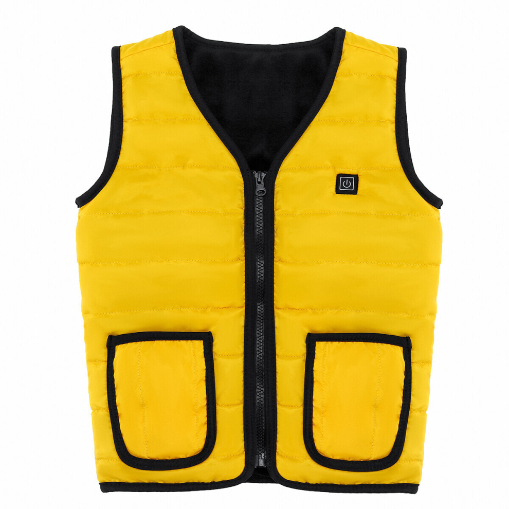 (Yellow, 170cm) Children Kids 5V 3 Gears USB Heated Vest Electric Fast Heating Jacket Clothing