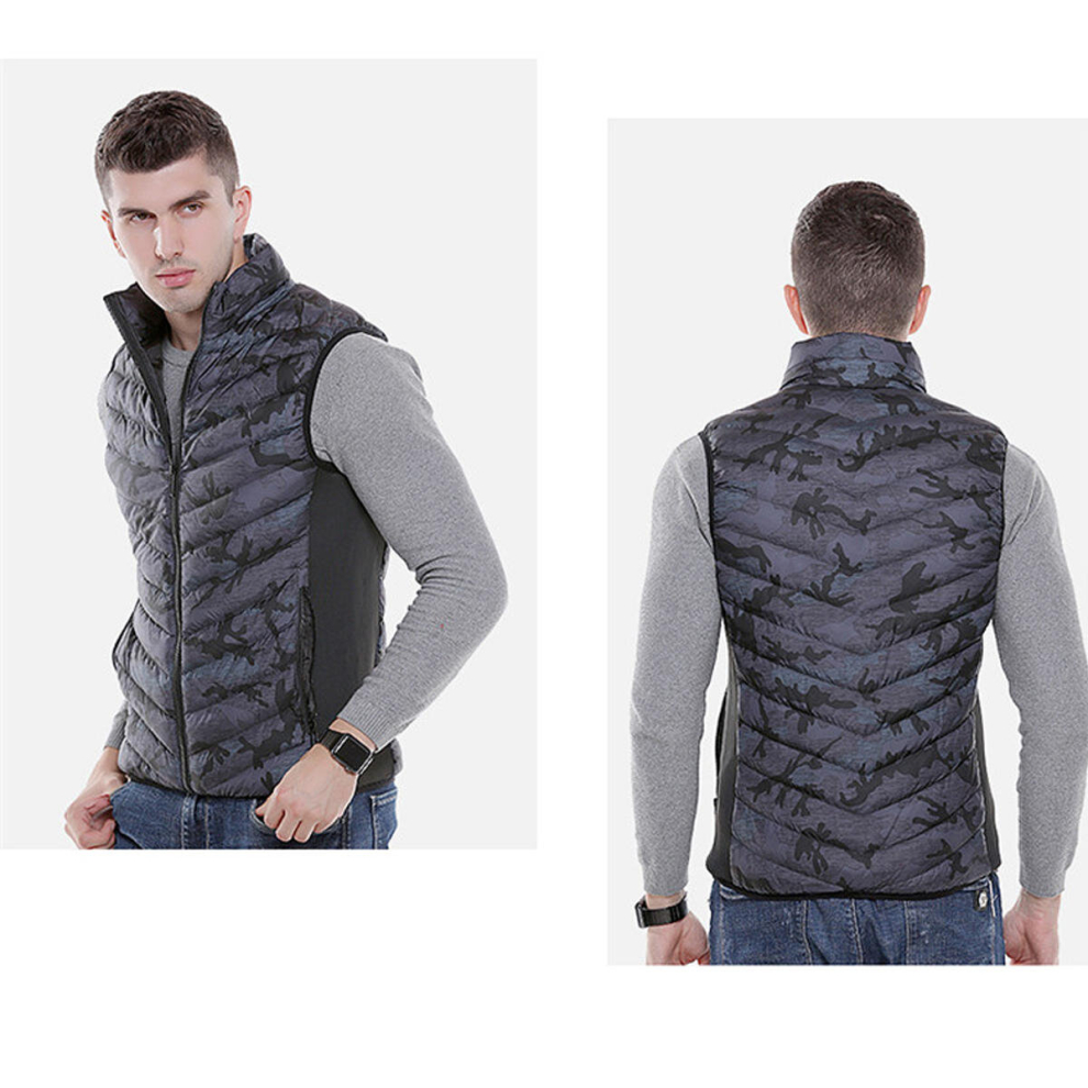 (Black, XL) Electric USB Heated Warm Vest Men Women Rechargeable Heating Coat Racing Jacket