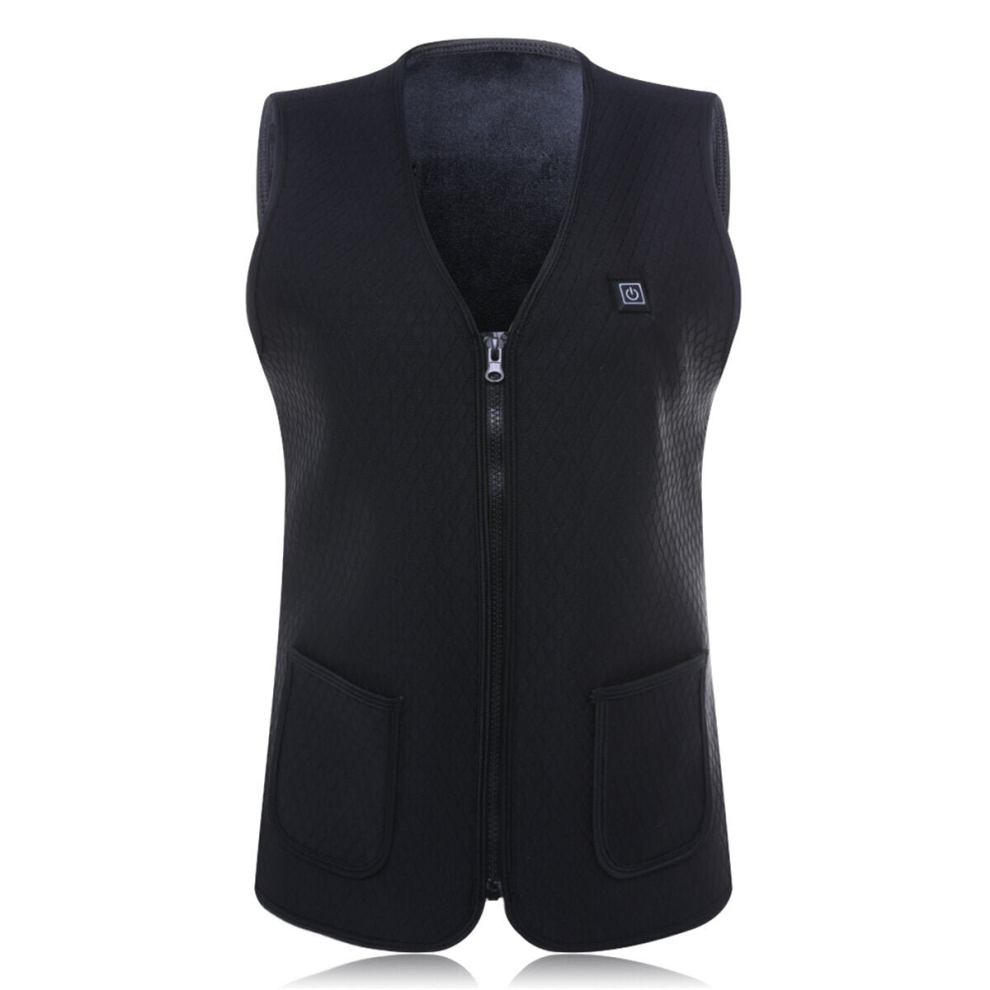 (Black, S) USB Electric Heating Waistcoat Intelligent Temperature Control Outdoor Jacket Winter Warm Sports Hiking