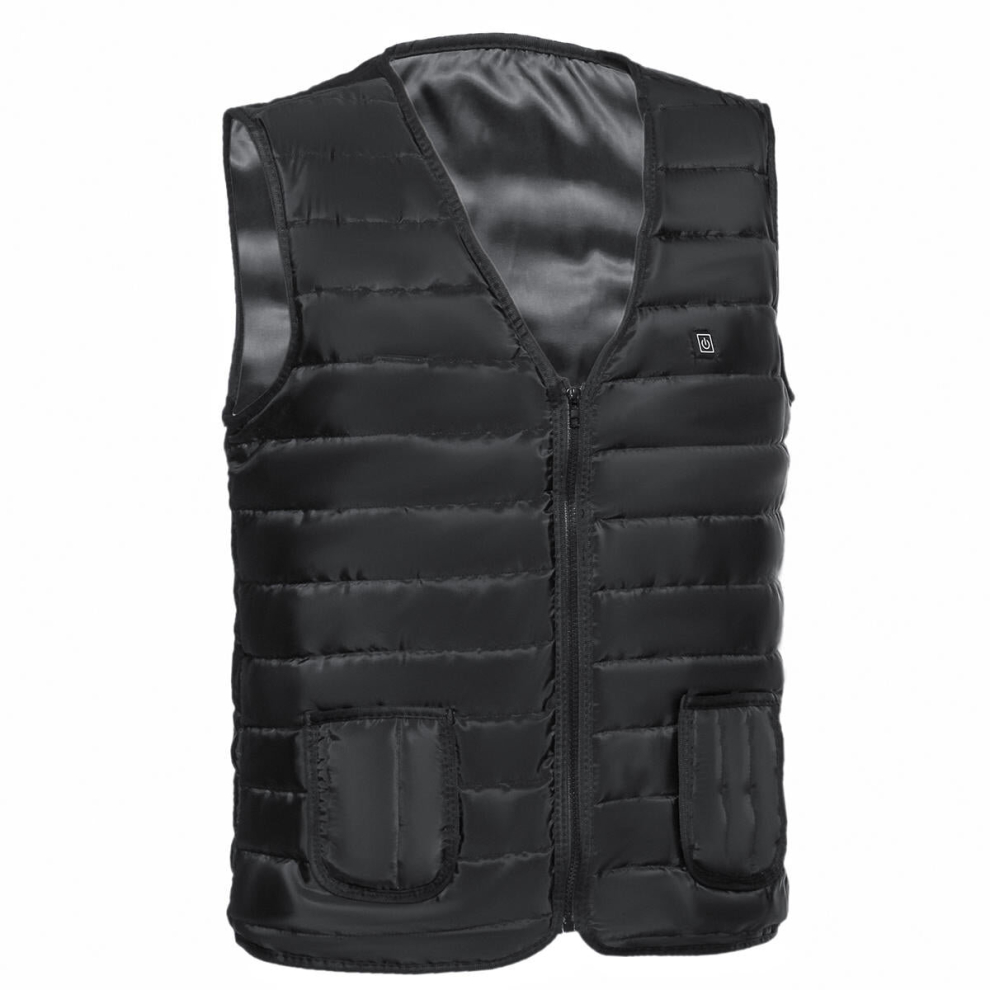 (2XL) 45C Men Women Electric Heated Vest USB Powered Fleece Waistcoat Fast Heating Jacket Clothing Black