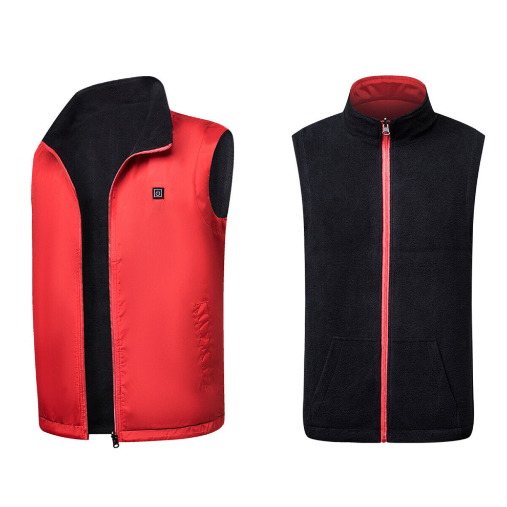 (Red, 2XL) Electric USB Winter Heated Vest Men Women Heating Jacket Winter Body Warmer