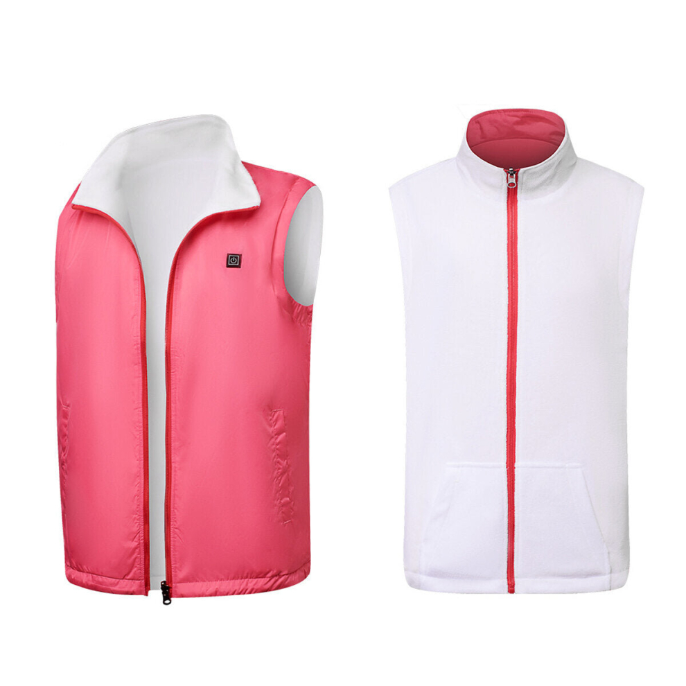 (Pink, 3XL) Electric USB Winter Heated Vest Men Women Heating Jacket Winter Body Warmer