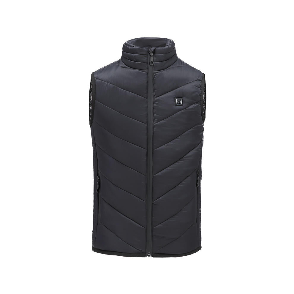 (Black, M) Children USB Heated Warm Back Cervical Spine Hooded Winter Jacket Motorcycle Skiing Riding Coat