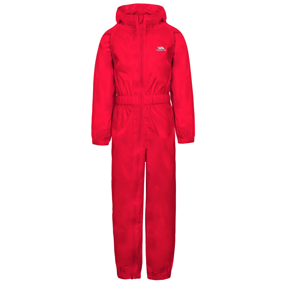 (2-3 Years, Red) Trespass Kids Rainsuit Waterproof Button-image-OPC-PBWYRP8-NEW